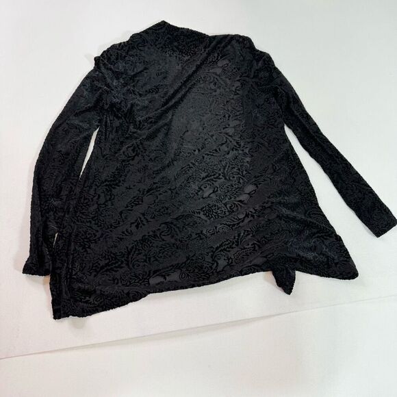 Always Indigo Cardigan Womens Medium Floral Velvet Burnout Black Whimsigoth Open - Picture 4 of 7